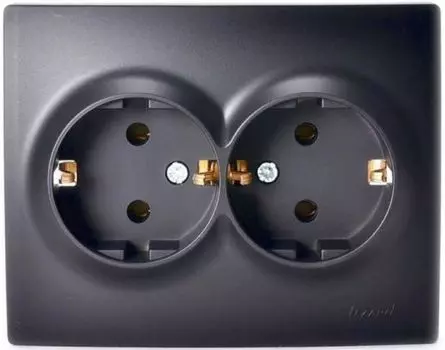 Розетка Lezard 707-4200-127B Karina 2-м СП с заземл. термопласт черн. бархат