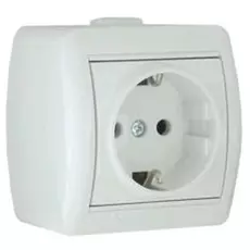 Розетка Lezard 710-0200-122 ОП Ната с заземл. керам. бел.