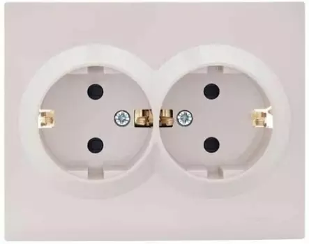 Розетка Lezard 742-0300-178B VESNA 2-м СП с заземл. со шторками ПБТ кремов.