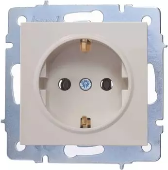 Розетка Lezard 742-0388-122B Vesna 1-м СП с заземл. ПБТ механизм крем.