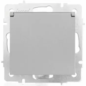 Розетка Lezard 742-3588-123B Vesna 1-м СП с заземл. с крышкой ПБТ механизм платина