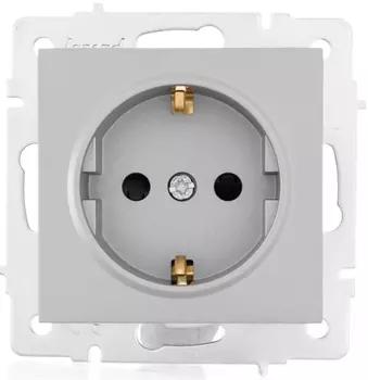 Розетка Lezard 742-3588-124B Vesna 1-м СП с заземл. защ. шторки ПБТ механизм платина