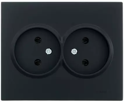 Розетка Lezard 742-4200-128B VESNA 2-м СП без заземл. ПБТ черн. Бархат