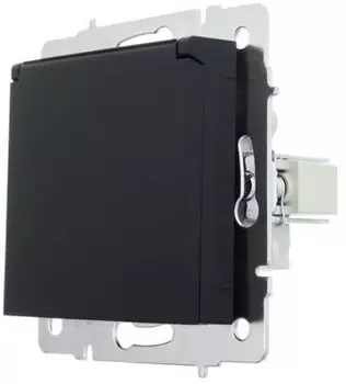 Розетка Lezard 742-4288-123B Vesna 1-м СП с заземл. с крышкой ПБТ механизм черн. бархат
