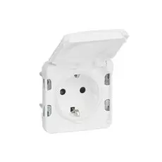 Розетка лицевая Legrand 69640 Механизм Plexo розетки 2К+З , с крышкой, со шторками, безвинтовые клеммы, белый, IP55, скрытой проводки («Legrand»)