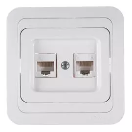 Розетка Makel 12036 Mimoza UTP 2-я (Cat5e) белая