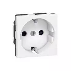 Розетка Legrand 077213 - Программа Mosaic - 2К+3, с винтовыми зажимами для подключения сечением до 4 мм, немецкий стандарт, 2 модуля, белая