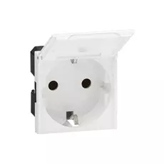 Розетка Legrand 077219 - Программа Mosaic - с крышкой 2К+З, с автоматическими клеммами, 2 модуля, антибактериальная