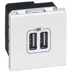 Розетка Legrand 077594 - Программа Mosaic - USB для зарядки двойная, цвет белый