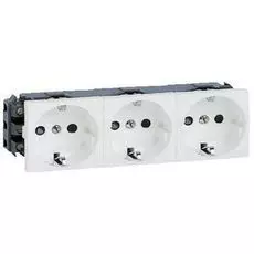 Розетка Legrand 077603 - Программа Mosaic - трехпостовая, 2К+3, для монтажа на кабель-каналах, с винтовыми зажимами