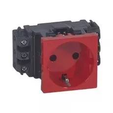 Розетка Legrand 077611 - Программа Mosaic - 2К+3, для монтажа на кабель-каналах, с винтовыми зажимами, красная