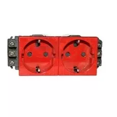 Розетка Legrand 077612 - Программа Mosaic - двухпостовая, 2К+3- Программа Mosaic, для монтажа на кабель-каналах, с винтовыми зажимами, красная