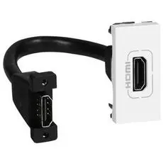 Розетка Legrand 078778 - Программа Mosaic - HDMI, 1 модуль, оборудована шнуром, белая