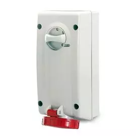 Розетка настенная DKC DIS5613287 с механической блокировкой и боковым расположением разъема IP67 32А 3P+E+N 400В, "Quadro"