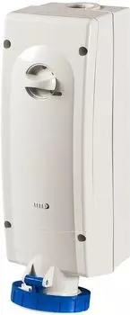 Розетка настенная DKC DIS5616383 с механической блокировкой и боковым расположением разъема IP67 63А 2P+E 230В, "Quadro"