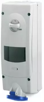 Розетка настенная DKC DIS5683283 с механической блокировкой и предустановленным модульным оборудованием. 2P+E, 32А (УЗО 40А, 30 мА), IP67, "Quadro"