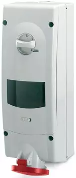 Розетка настенная DKC DIS5686387 с механической блокировкой и DIN-рейкой на 6 модулей IP67 63А 3P+E+N 400В, "Quadro"