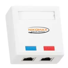 Компьютерная розетка настенная NIKOMAX NMC-WO2UD2-WT 2 порта, Кат.5e, RJ45/8P8C, 110/KRONE, T568A/B, на печатной плате, неэкран., белая