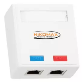 Компьютерная розетка настенная NIKOMAX NMC-WO2UE2-WT 2 порта, Кат.6, RJ45/8P8C, 110/KRONE, T568A/B, на печатной плате, неэкран., белая