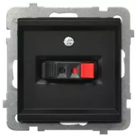 Розетка Ospel GG-1R/m/33 для динамиков, одинарная, подключаемость проводов 0, 75мм2, черный металлик