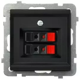 Розетка Ospel GG-2R/m/33 для динамиков, двойная, подключаемость проводов 0, 75мм2, черный металлик