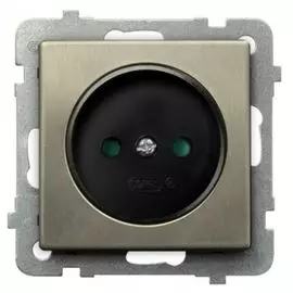 Розетка Ospel GP-1RMP/m/44 одинарная, с защитными шторками, 16A, 250V, IP-20, клеммы винтовые, серебро