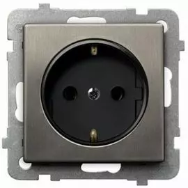 Розетка Ospel GP-1RMS/m/44 Sonata медь (серебро) 1-я с/з Schuko, без рамки