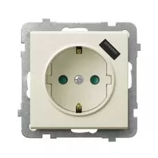 Розетка Ospel GP-1RSPUSB/m/27 1-я с/з Schuko + USB-зарядное устройство