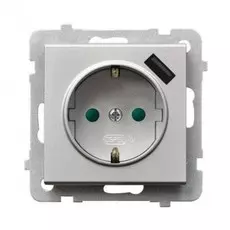 Розетка Ospel GP-1RSPUSB/m/38 2, 1A, 230V/50Hz, IP-20, серебро матовое