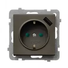 Розетка Ospel GP-1RSPUSB/m/40 2, 1A, 230/50Hz, IP-20, шоколадный металлик