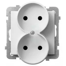 Розетка Ospel GP-2RR/m/00 двойная, 16A, 250V, 3520W, IP-20, клеммы винтовые, белый