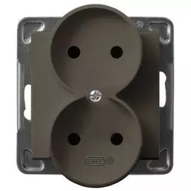 Розетка Ospel GP-2RR/m/40 двойная, 16A, 250V, 3520W, IP-20, клеммы винтовые, шоколадный металлик