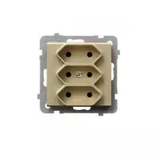 Розетка Ospel GP-3R/m/39 EURO, тройная, 2, 5A, 230V, IP-20, шампанский золотой