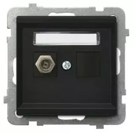 Розетка Ospel GPA-1RF/m/33 телевизионная типа F, одинарная, черный металлик