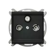 Розетка Ospel GPA-RSP/m/33 RTV-SAT, проходная, черный металлик