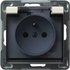 Розетка Ospel GPH-1RS/m/27/d брызгозащищенная, с заземлением Schuko IP-44, с прозрачной крышкой, 16A, 250V, 3520W, IP-44, клеммы винтовые, экрю