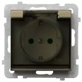 Розетка Ospel GPH-1RSP/m/39/d брызгозащищенная, с заземлением Schuko IP-44, с защитными шторками, с прозрачной крышкой, 16A, 250V, 3520W, IP-44, клемм