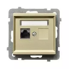 Розетка Ospel GPK-1R/K/m/39 компьютерная, одинарная, кат. 5e MMC, клеммы IDC, шампанский золотой