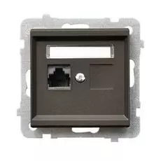 Розетка Ospel GPK-1R/K/m/40 компьютерная, одинарная, кат. 5e MMC, клеммы IDC, шоколадный металлик