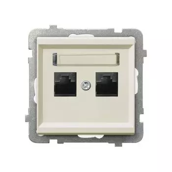 Розетка Ospel GPK-2R/K/m/39 компьютерная, двойная, кат. 5e MMC, клеммы IDC, шампанский золотой