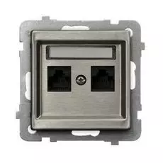 Розетка Ospel GPK-2RM/K/m/37 компьютерная, двойная, кат. 5e MMC, клеммы IDC, нержавеющая сталь