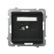 Розетка Ospel GPT-1R/m/33 телефонная, одинарная, черный металлик