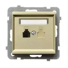 Розетка Ospel GPT-1R/m/39 телефонная, одинарная, шампанский золотой