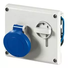 Розетка панельная DKC DIS4001683 с механической блокировкой и верхним расположением разъема IP44 16А 2P+E 230В, "Quadro"