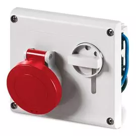 Розетка панельная DKC DIS4003286 с механической блокировкой и верхним расположением разъема IP44 32А 3P+E 400В, "Quadro"