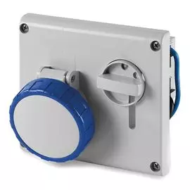 Розетка панельная DKC DIS4051683 с механической блокировкой и верхним расположением разъема IP67 16А 2P+E 230В, "Quadro"