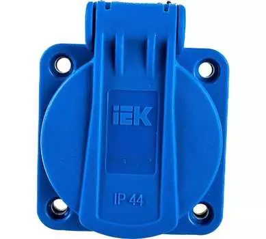 Розетка панельная IEK PSN71-016-3-2-44-K07 MAGNUM 2P+PE 16А IP44 РП11-3 с защ. крышкой с заземл. синяя