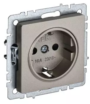 Розетка с заземлением IEK BR-R11-16-K37 BRITE без защитных шторок 16А РС11-1-0-БрШ Шампань
