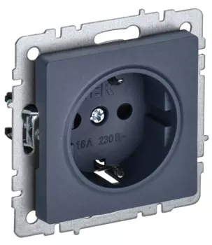 Розетка с заземлением IEK BR-R14-16-K35 BRITE с защитными шторками 16А РС14-1-0-БрМ Маренго