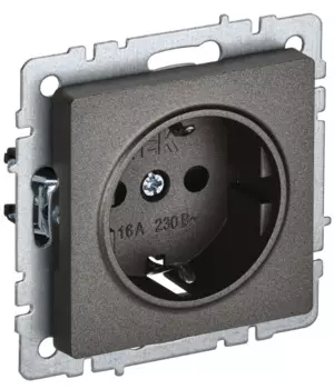 Розетка с заземлением IEK BR-R14-16-K45 BRITE с защитными шторками 16А РС14-1-0-БрТБ Бронза
